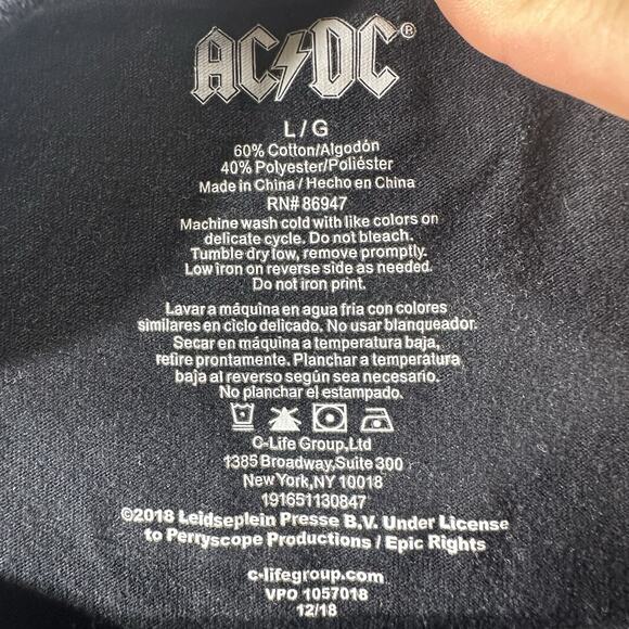 ACDC All Over Print T Shirt AC/DC Hells Bells Back In Black Size Large . Retro - Picture 5 of 6